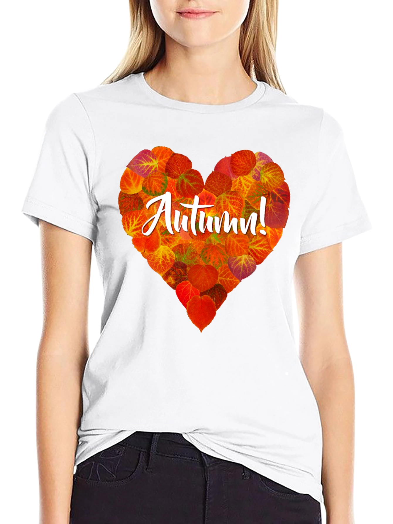 Camiseta Negra con Corazón de Otoño