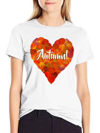 Camiseta Negra con Corazón de Otoño