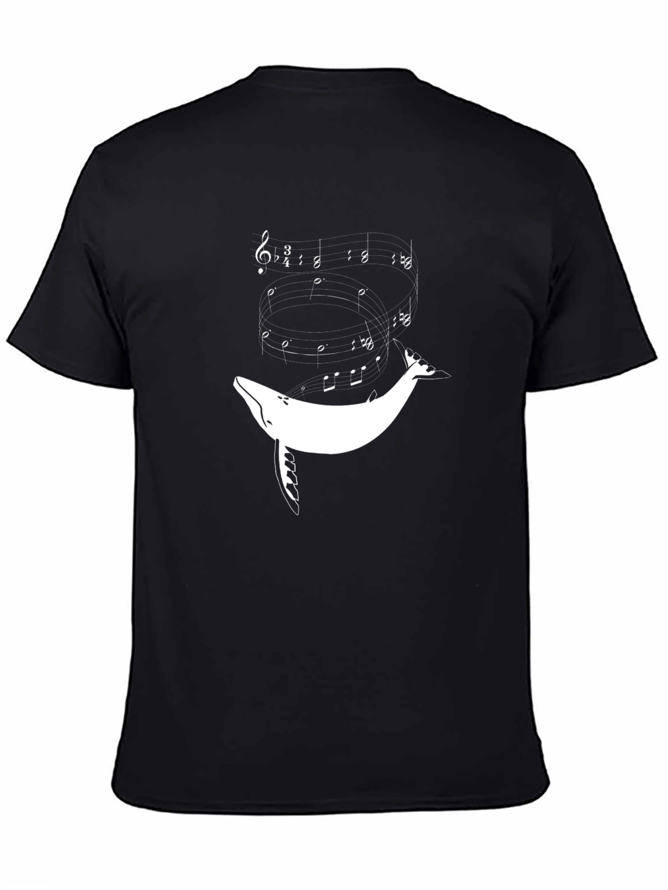 Camiseta Negra con Diseño de Ballena Musical