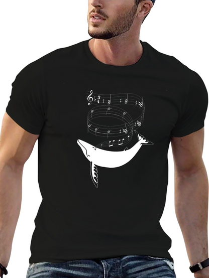 Camiseta Negra con Diseño de Ballena Musical