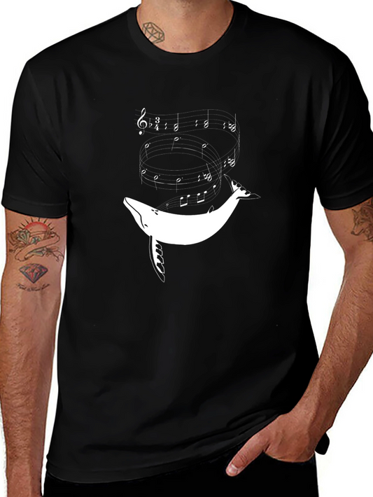 Camiseta Negra con Diseño de Ballena Musical