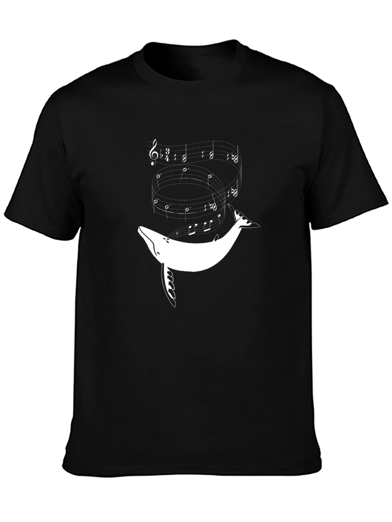 Camiseta Negra con Diseño de Ballena Musical