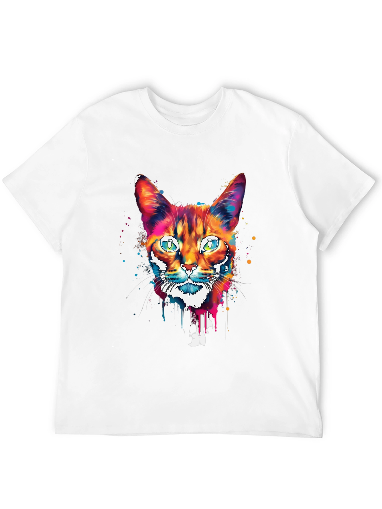Camiseta Negra con Diseño de Gato Abstracto