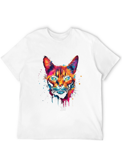 Camiseta Negra con Diseño de Gato Abstracto