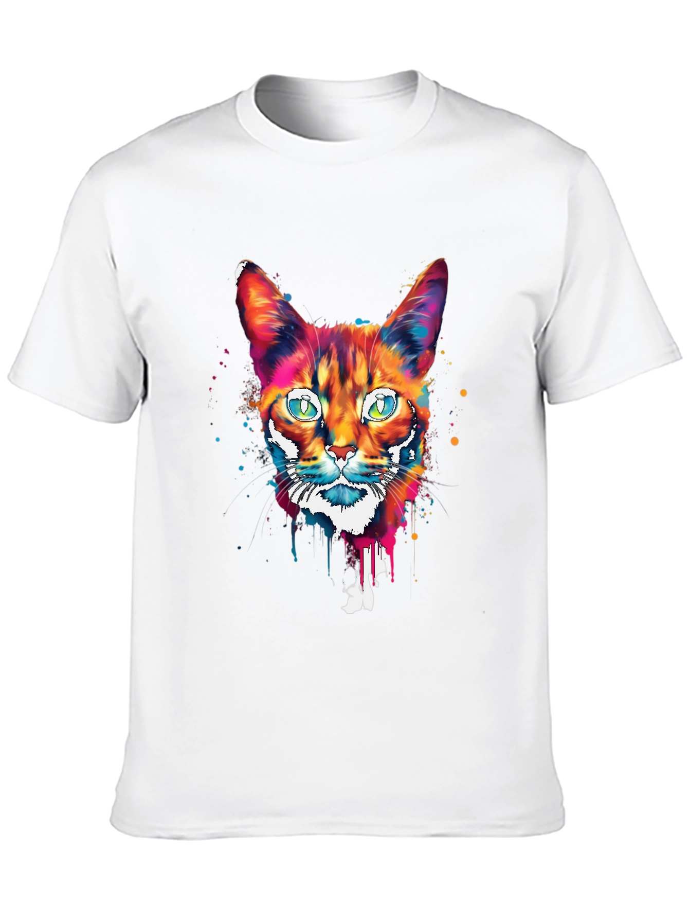 Camiseta Negra con Diseño de Gato Abstracto