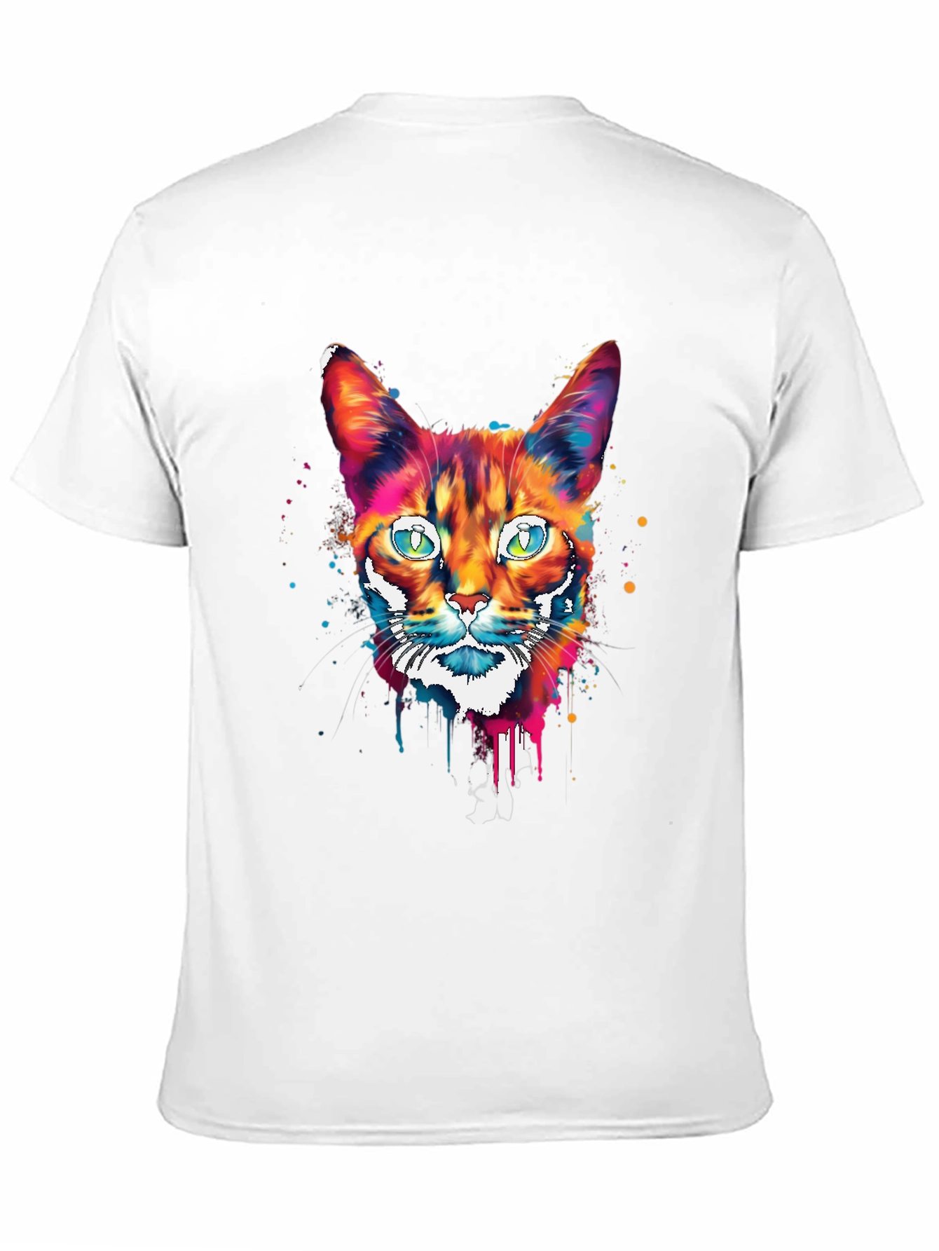 Camiseta Negra con Diseño de Gato Abstracto