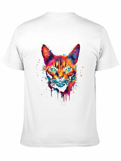 Camiseta Negra con Diseño de Gato Abstracto