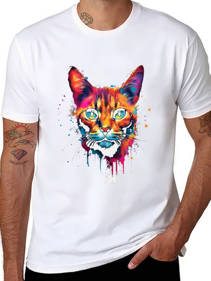 Camiseta Negra con Diseño de Gato Abstracto
