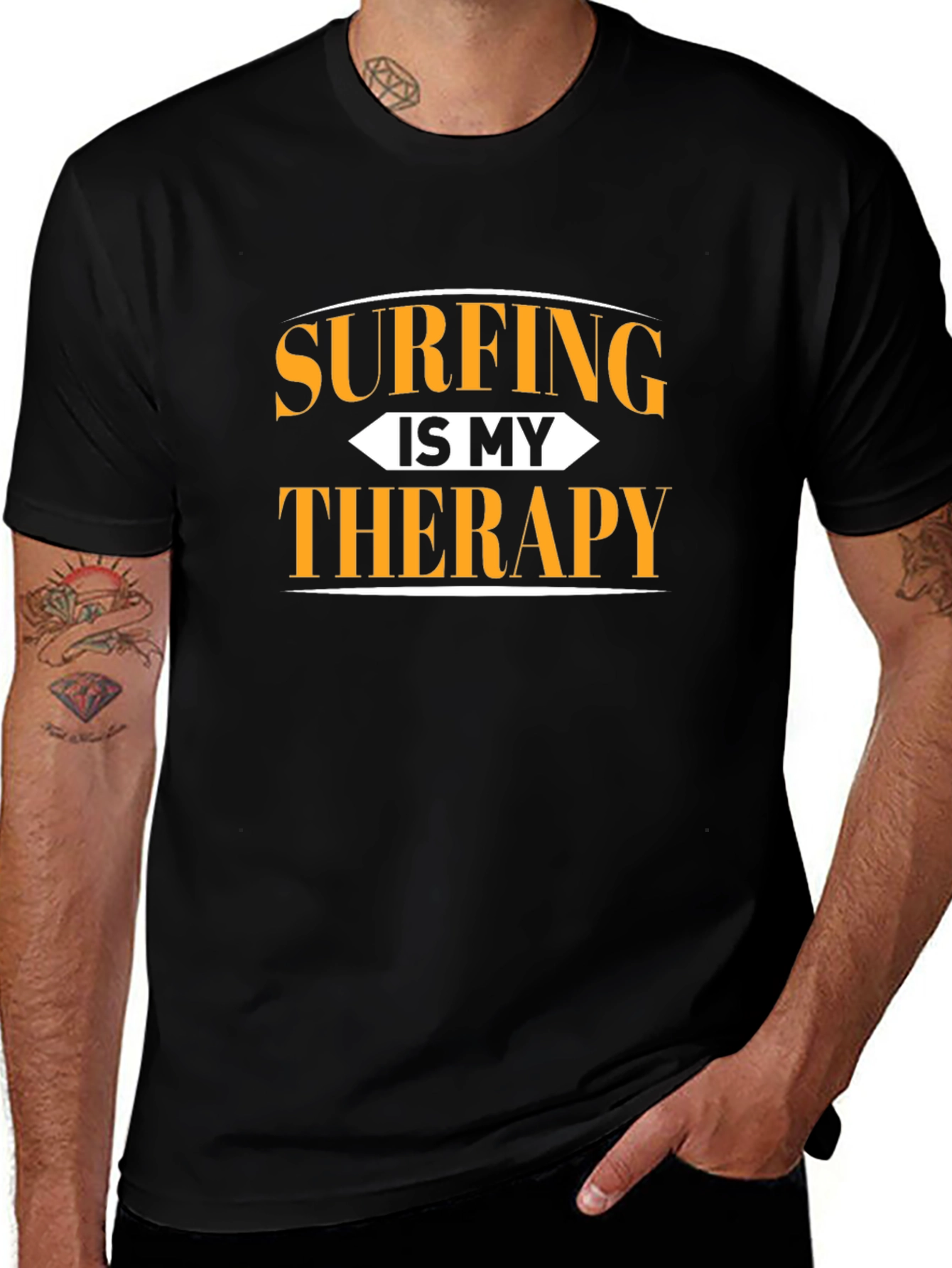Camiseta Negra Surfing is My Therapy