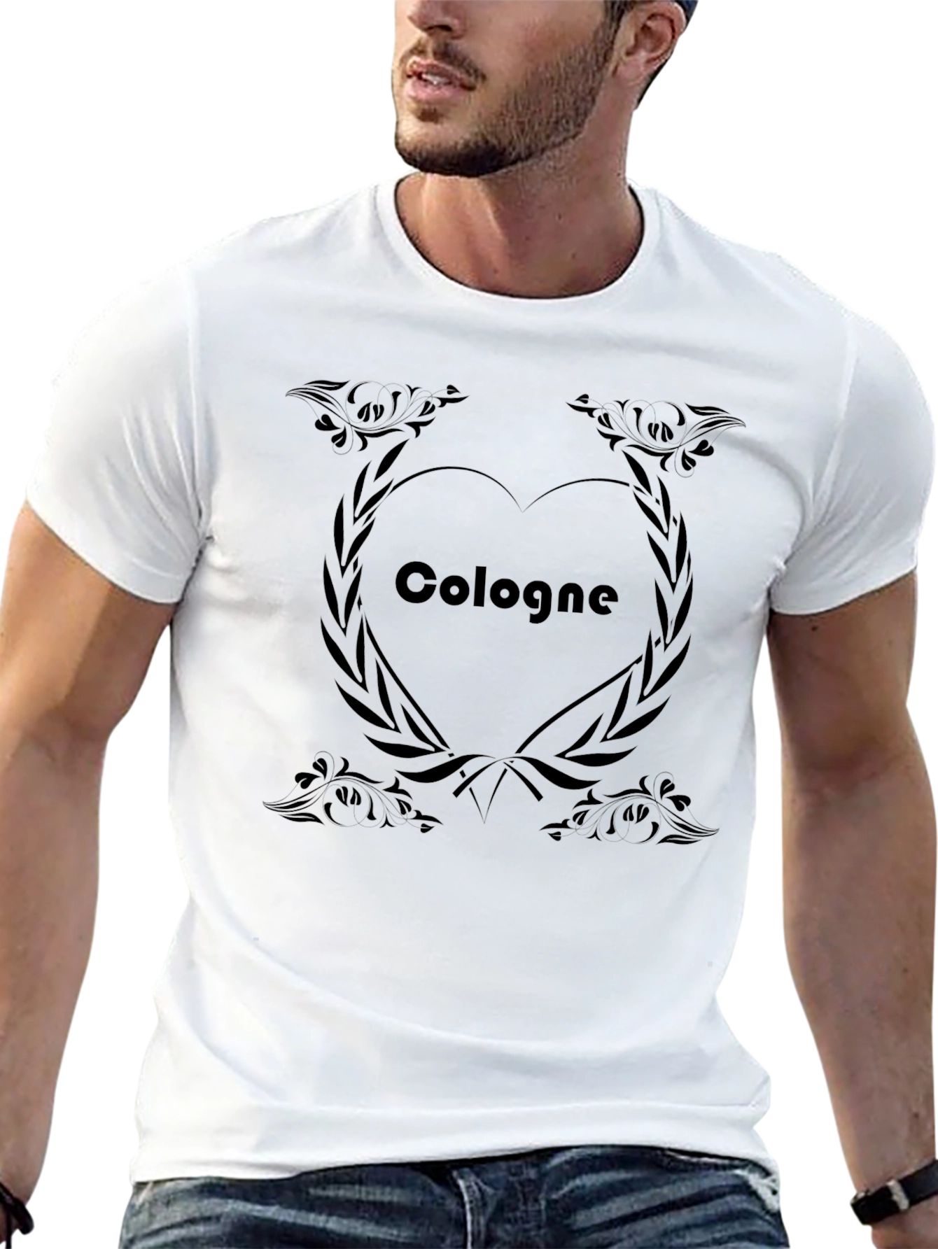 Camiseta Negra Hombre Diseño Corazón Colonia