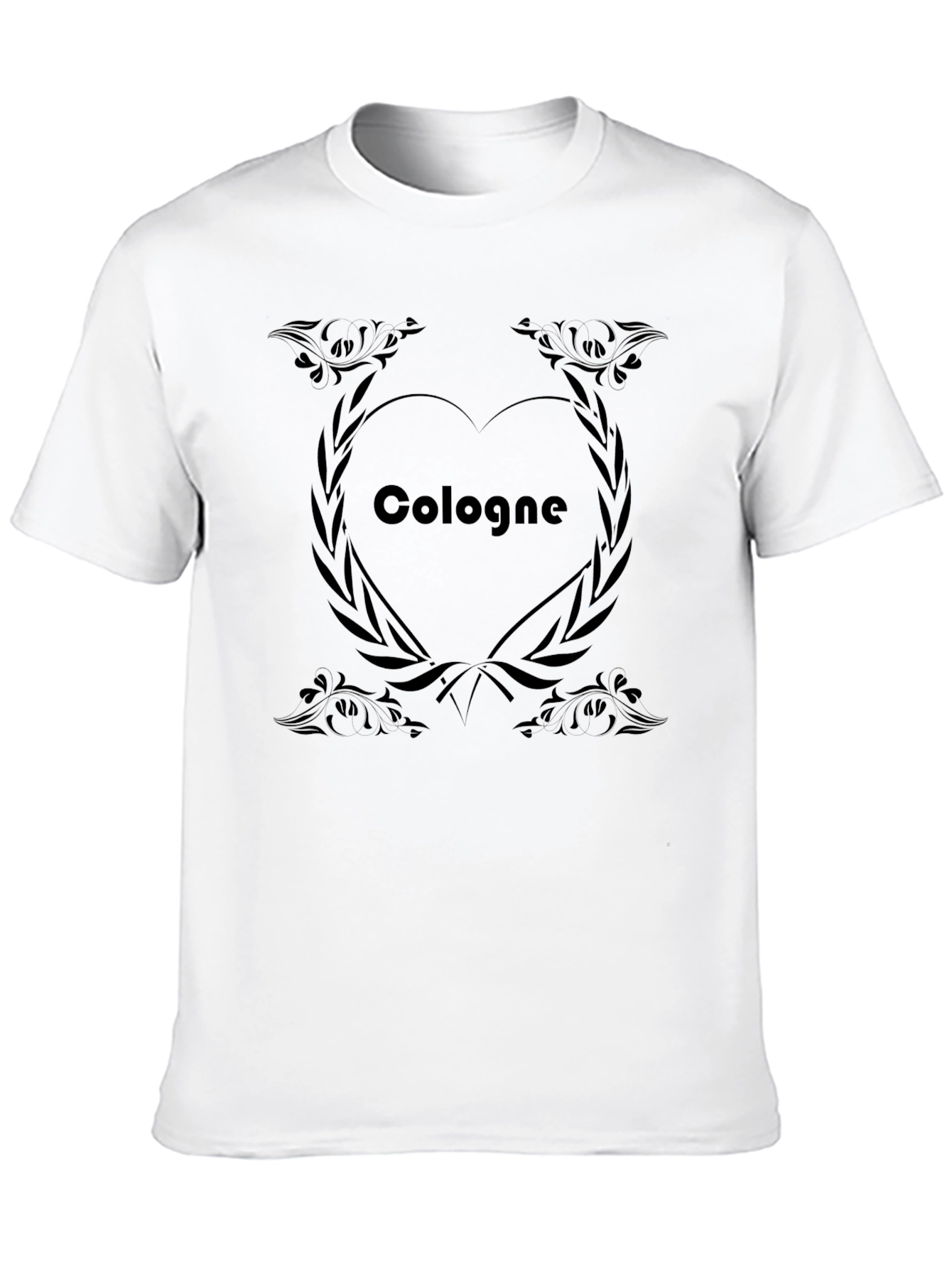 Camiseta Negra Hombre Diseño Corazón Colonia