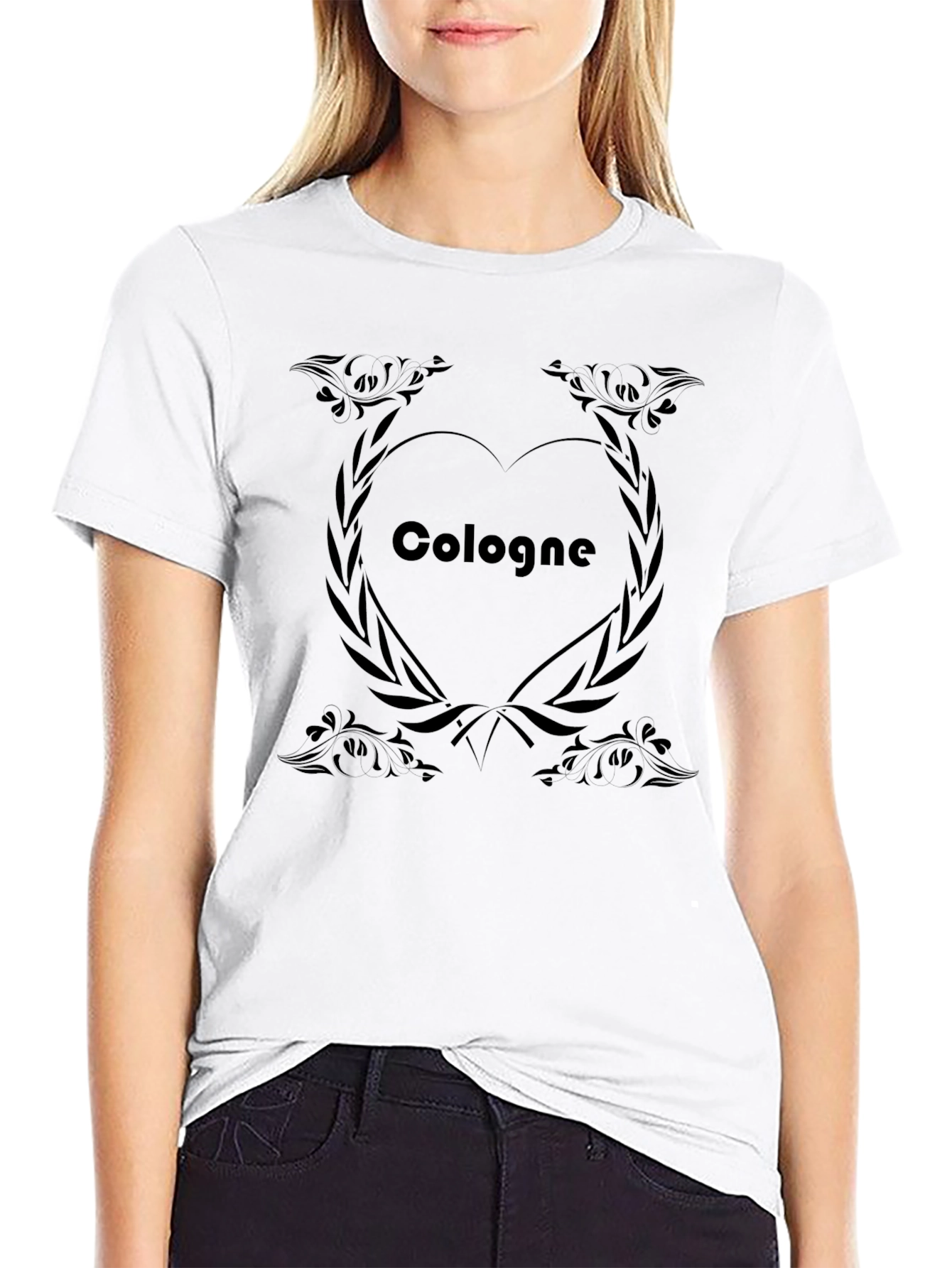 Camiseta Negra Hombre Diseño Corazón Colonia