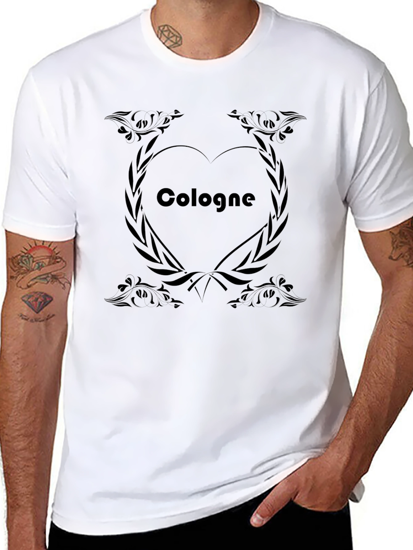Camiseta Negra Hombre Diseño Corazón Colonia