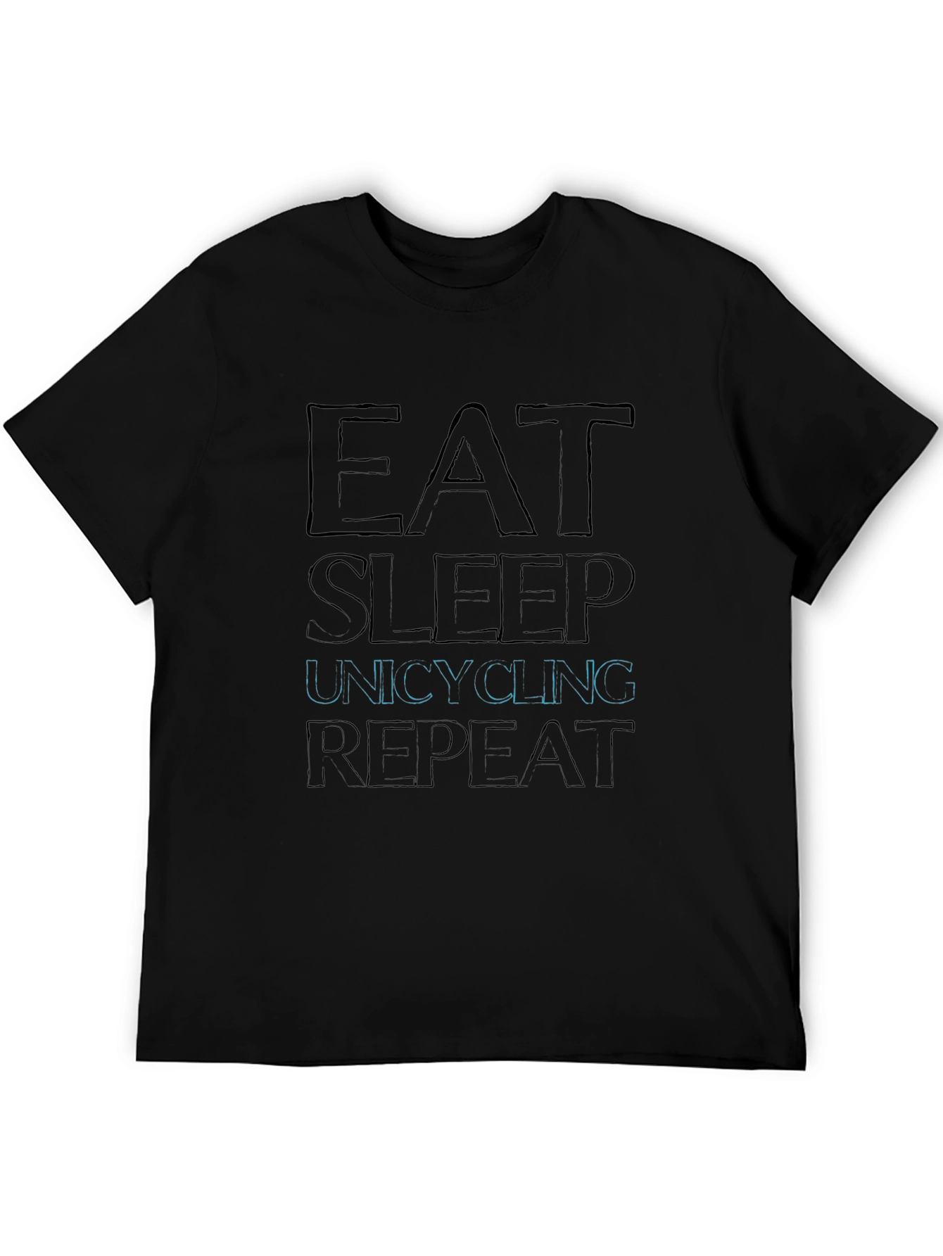 Camiseta Negra con Diseño Gráfico Eat Sleep Unicycling Repeat