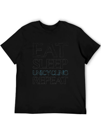 Camiseta Negra con Diseño Gráfico Eat Sleep Unicycling Repeat