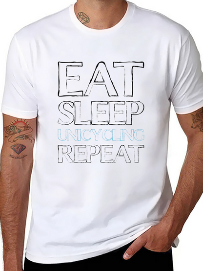 Camiseta Negra con Diseño Gráfico Eat Sleep Unicycling Repeat