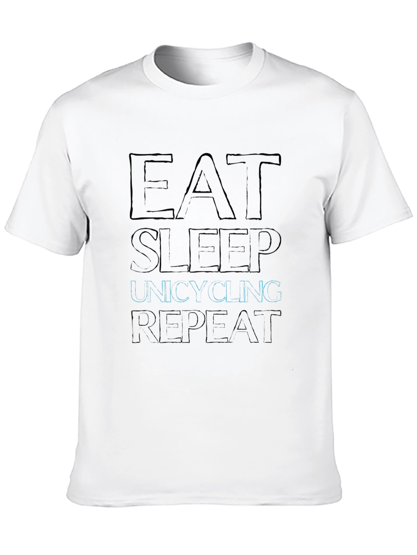 Camiseta Negra con Diseño Gráfico Eat Sleep Unicycling Repeat