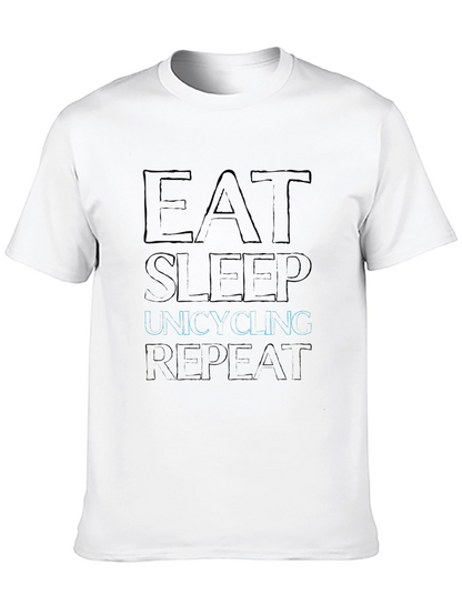 Camiseta Negra con Diseño Gráfico Eat Sleep Unicycling Repeat