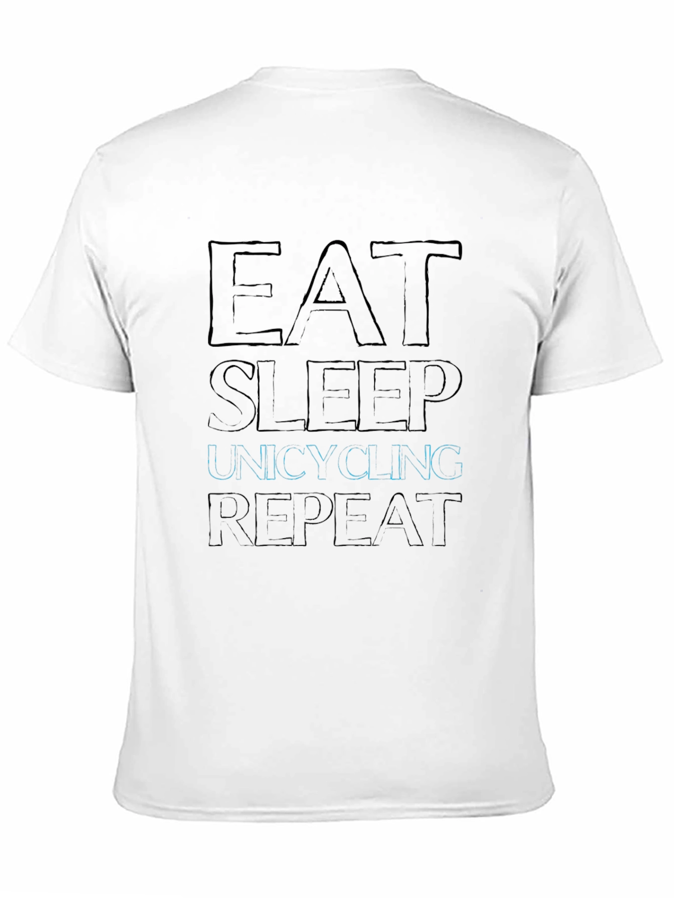 Camiseta Negra con Diseño Gráfico Eat Sleep Unicycling Repeat