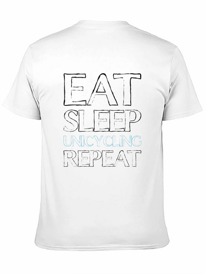Camiseta Negra con Diseño Gráfico Eat Sleep Unicycling Repeat