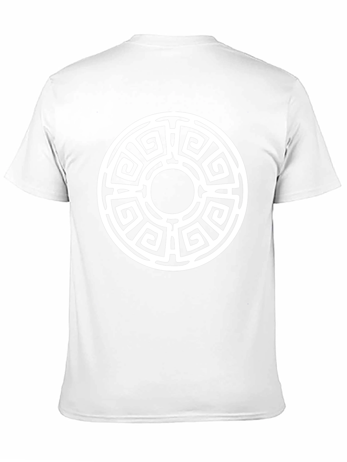 Camiseta Negra con Diseño Laberíntico Circular
