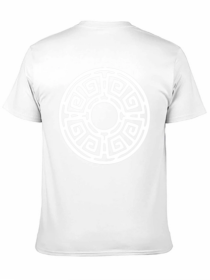Camiseta Negra con Diseño Laberíntico Circular