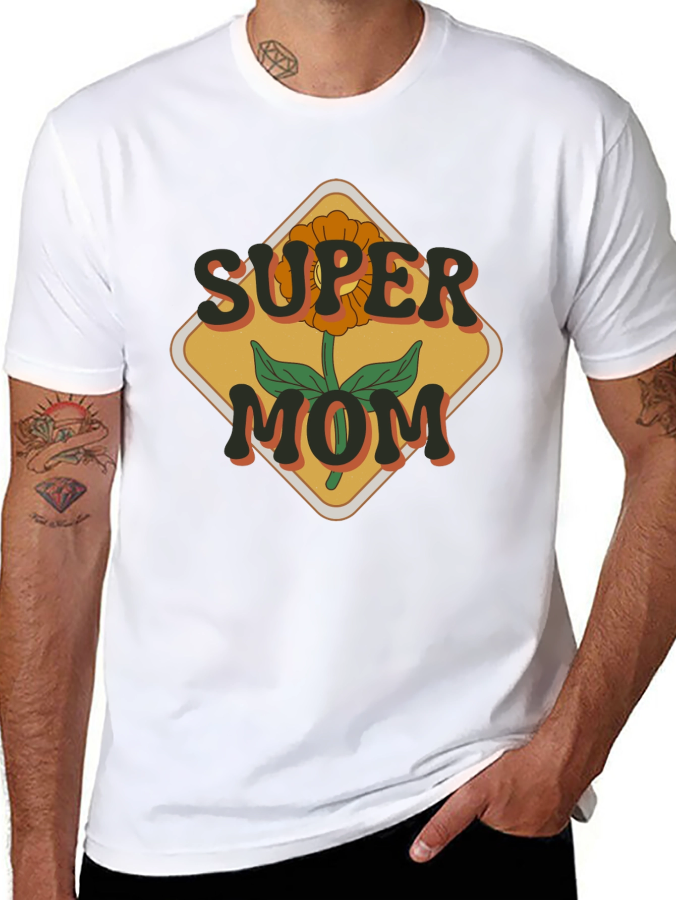 Camiseta Super Mamá Floral Retro