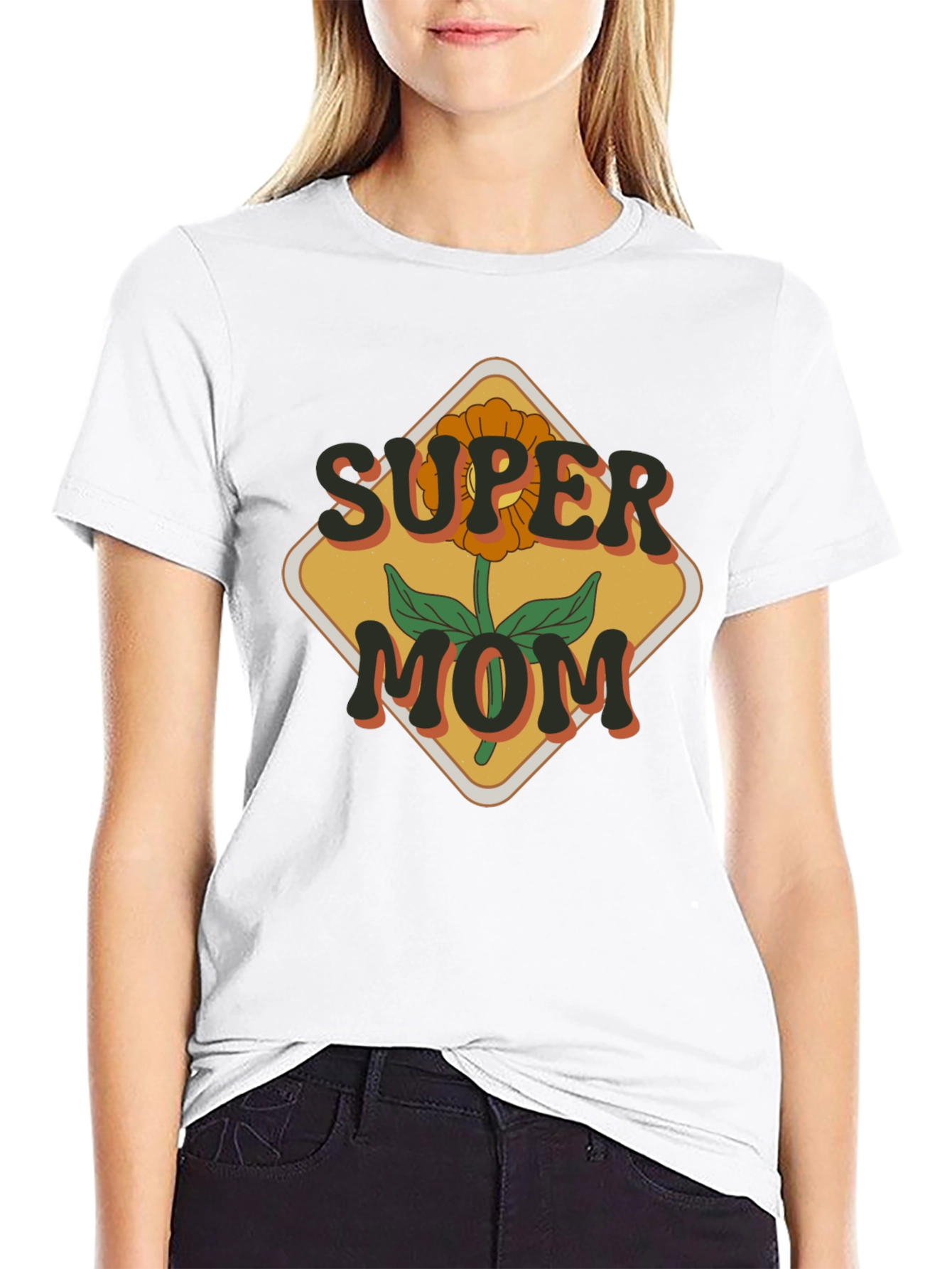 Camiseta Super Mamá Floral Retro