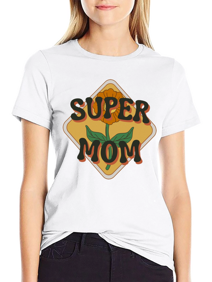 Camiseta Super Mamá Floral Retro