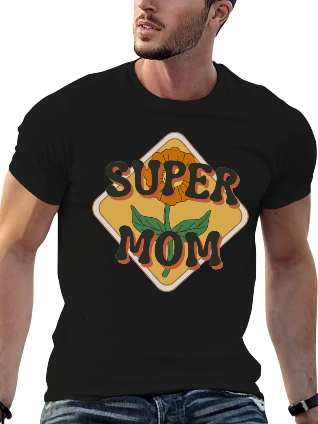 Camiseta Super Mamá Floral Retro