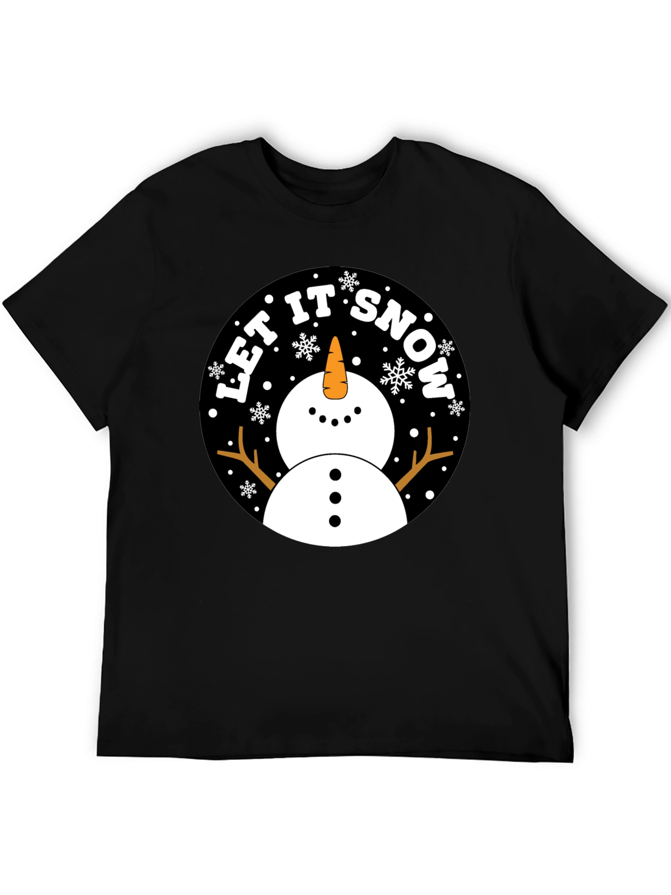 Camiseta Negra Estampada Let It Snow