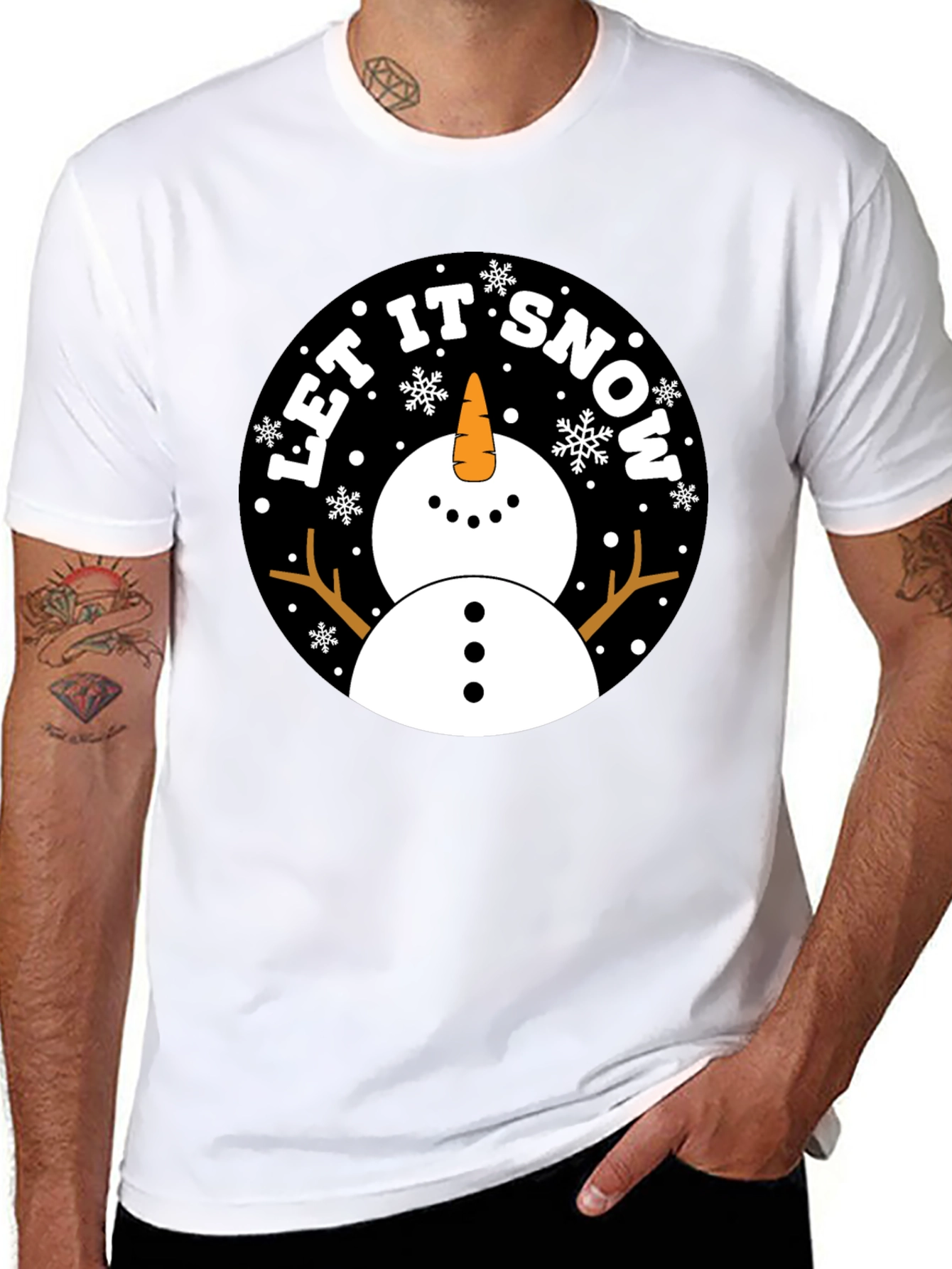 Camiseta Negra Estampada Let It Snow
