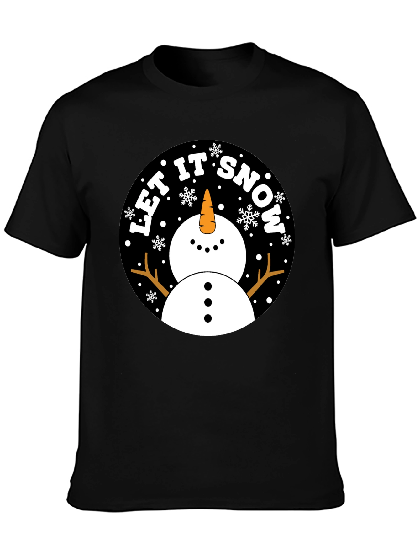 Camiseta Negra Estampada Let It Snow