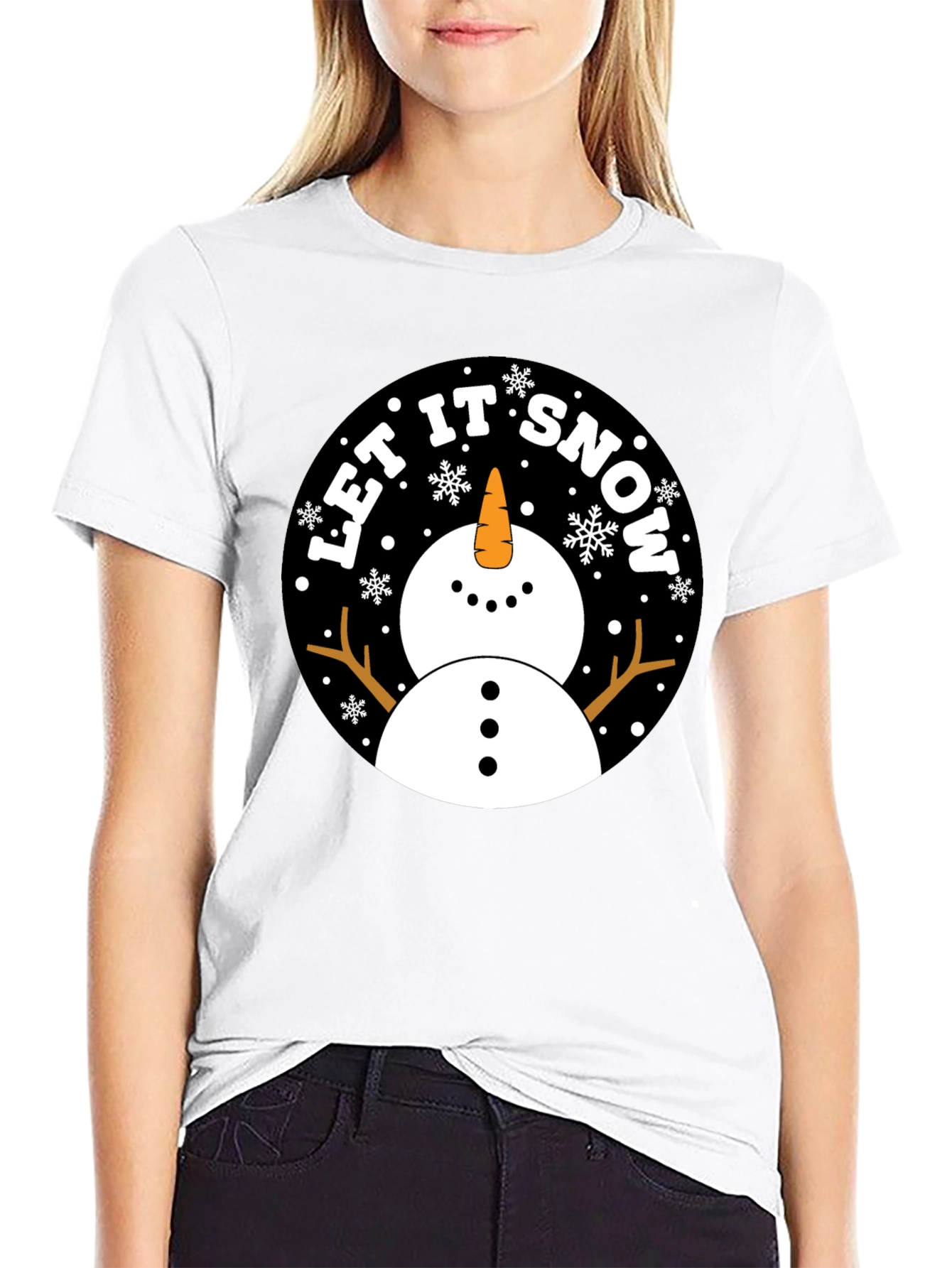 Camiseta Negra Estampada Let It Snow