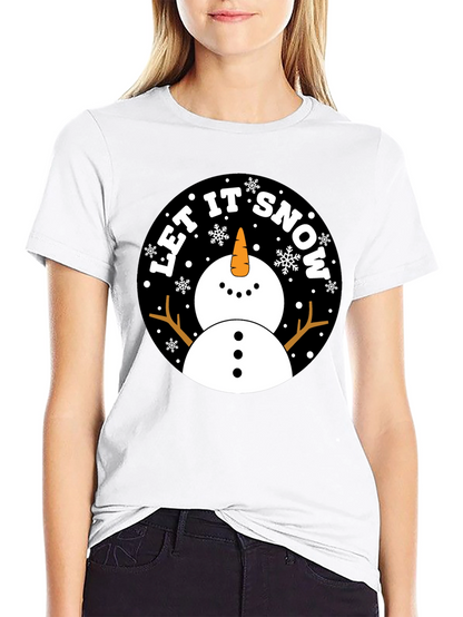 Camiseta Negra Estampada Let It Snow