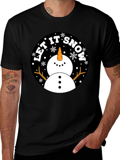 Camiseta Negra Estampada Let It Snow
