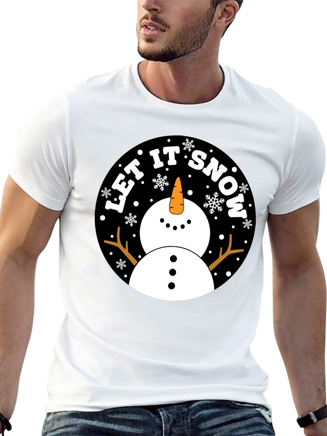 Camiseta Negra Estampada Let It Snow
