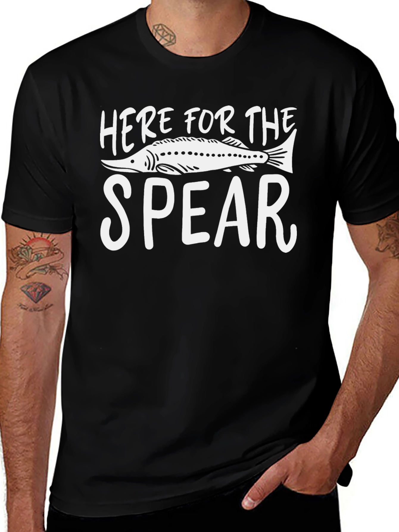Camiseta Negra Here for the Spear Pesca