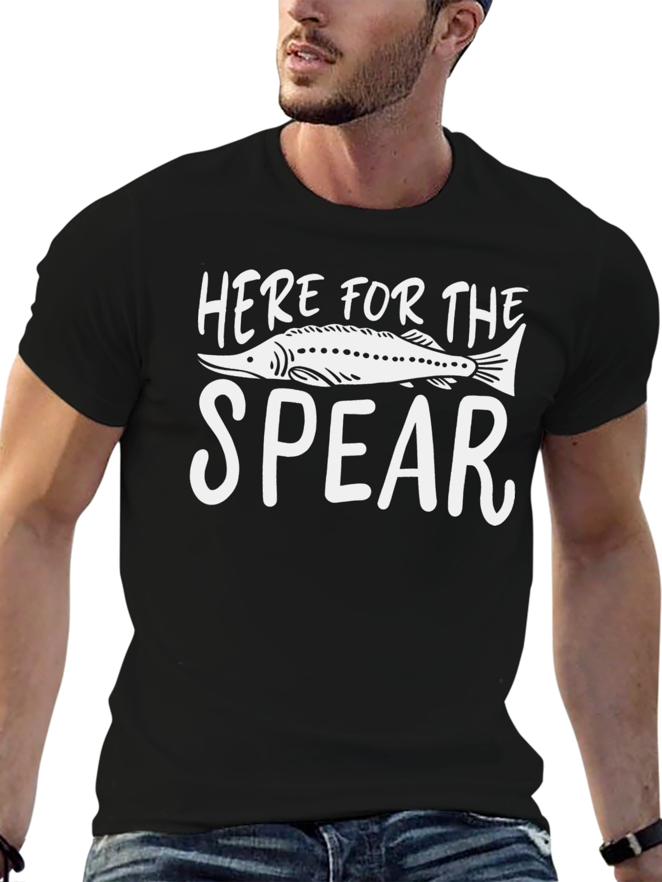 Camiseta Negra Here for the Spear Pesca
