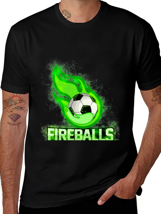 Camiseta Negra Fireballs Fútbol en Llamas