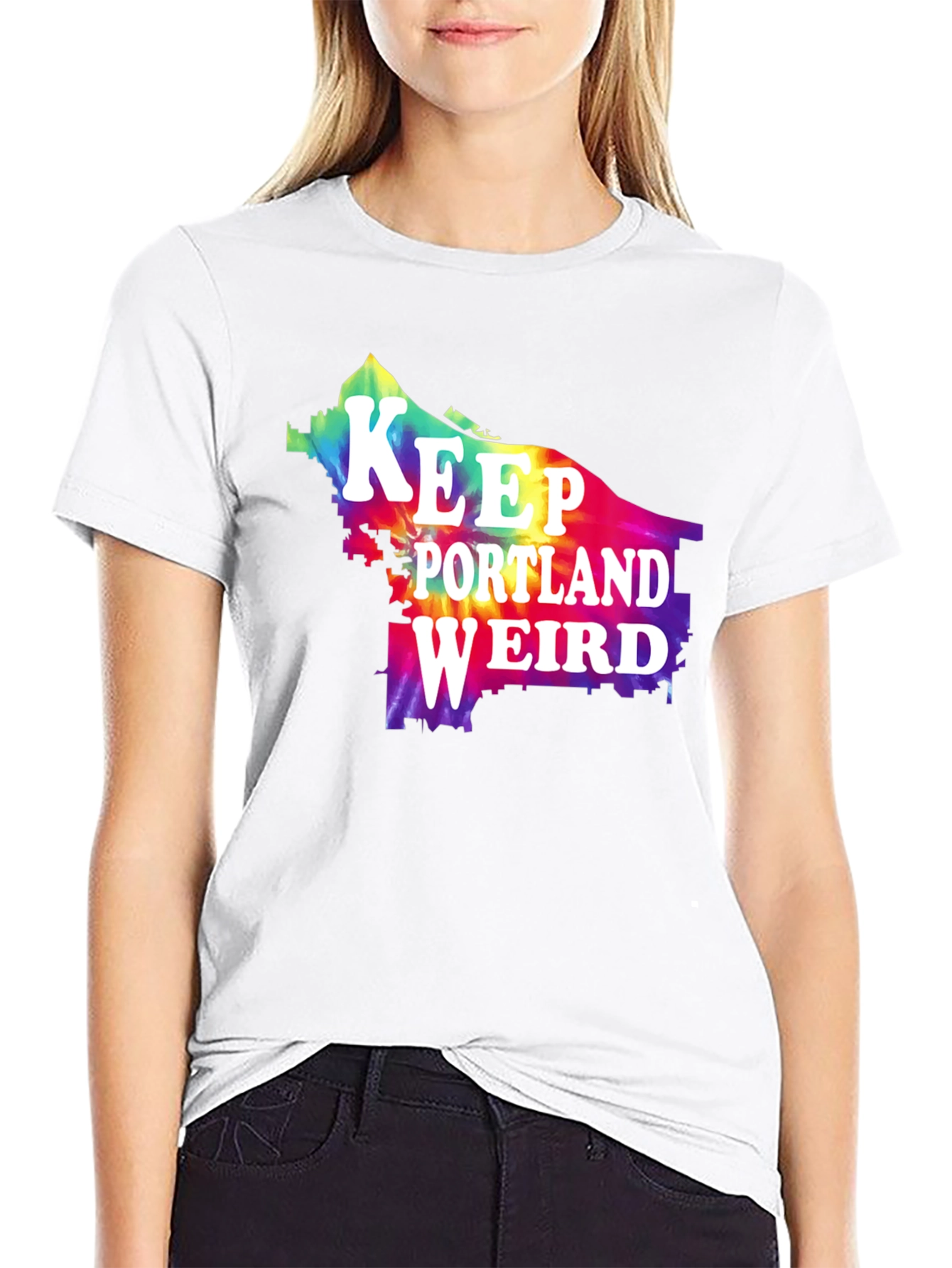 Camiseta Negra Keep Portland Weird Tie-Dye