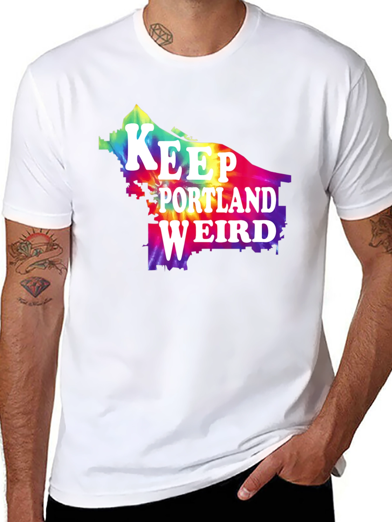 Camiseta Negra Keep Portland Weird Tie-Dye