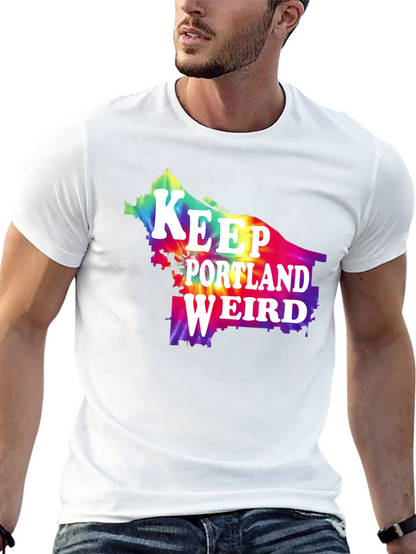 Camiseta Negra Keep Portland Weird Tie-Dye