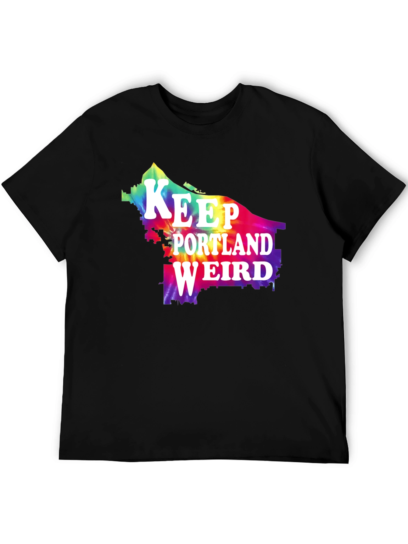 Camiseta Negra Keep Portland Weird Tie-Dye