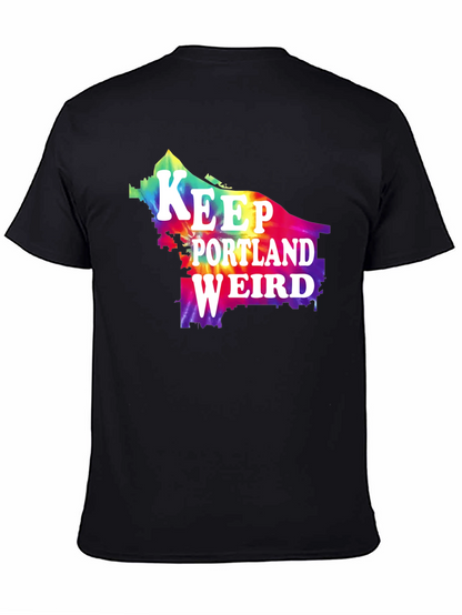 Camiseta Negra Keep Portland Weird Tie-Dye
