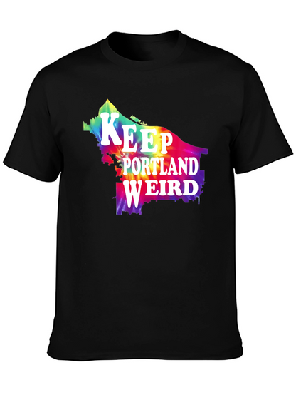 Camiseta Negra Keep Portland Weird Tie-Dye