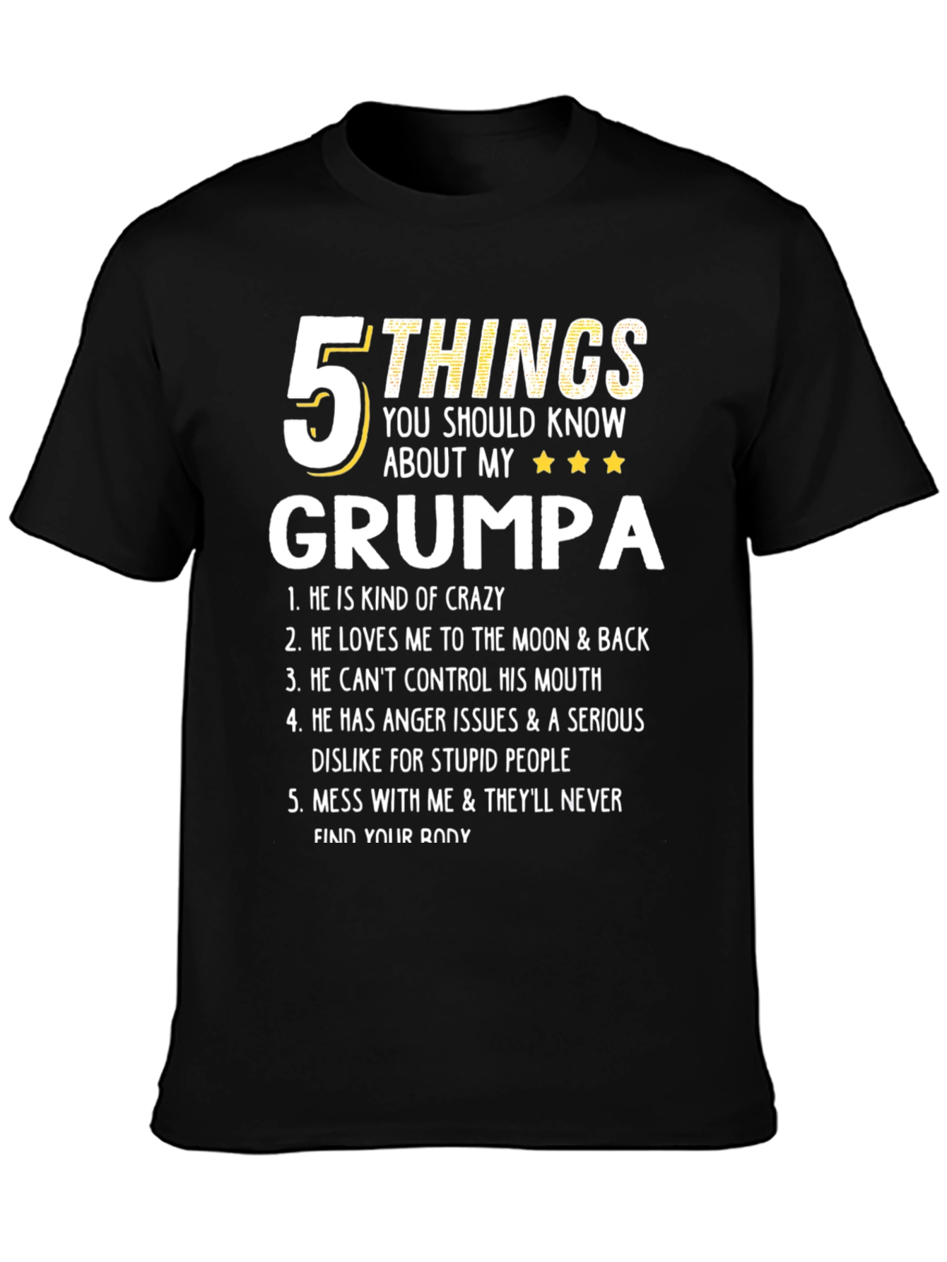 Camiseta 5 Cosas de mi GRUMPA