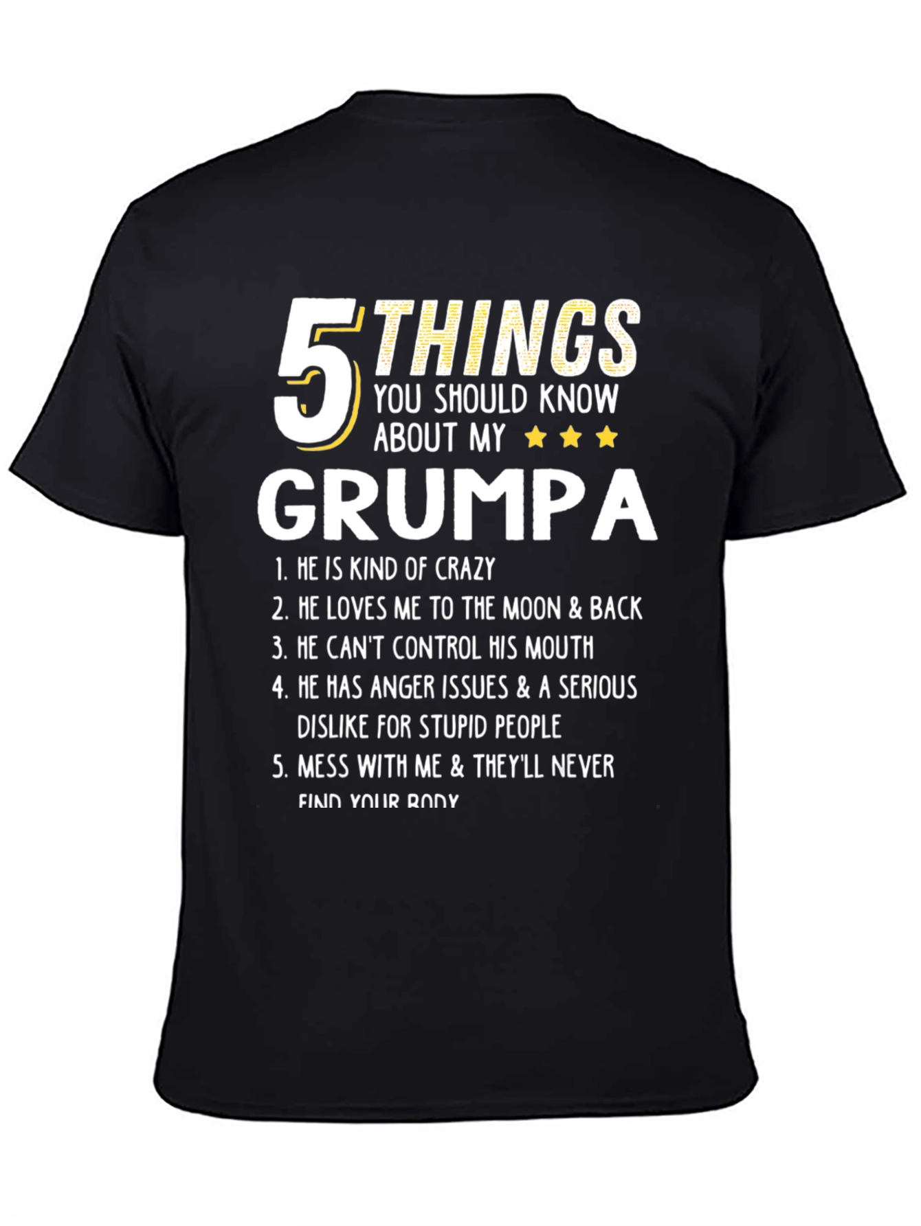 Camiseta 5 Cosas de mi GRUMPA