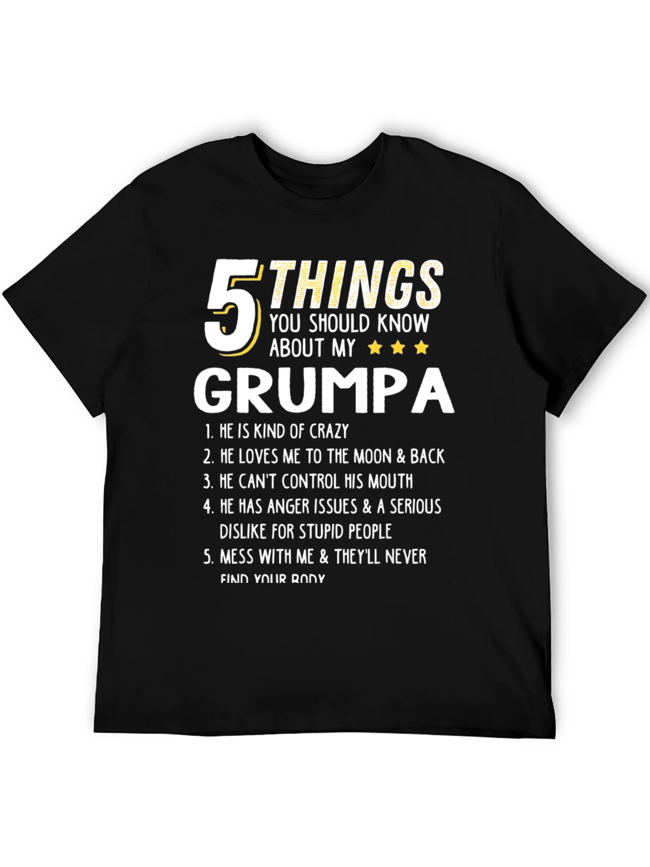 Camiseta 5 Cosas de mi GRUMPA