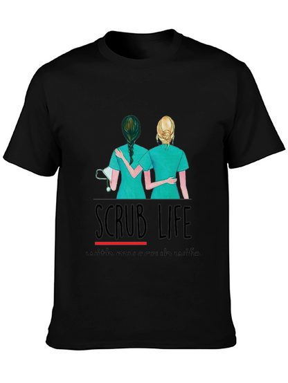 Camiseta Negra Scrub Life para Enfermeras